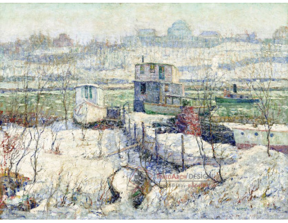 A-1679 Ernest Lawson - Loděnice na řece Harlem v zimě