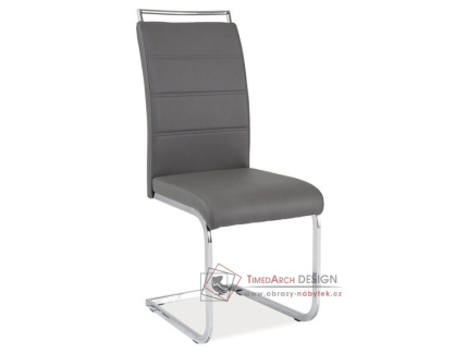 H-441, jídelní čalouněná židle, chrom / ekokůže šedá