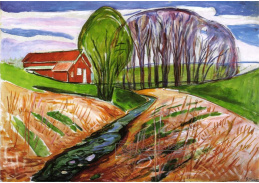 VEM13-14 Edvard Munch - Jarní krajina s červeným domem