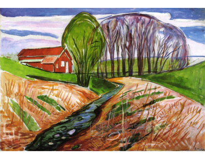 VEM13-14 Edvard Munch - Jarní krajina s červeným domem