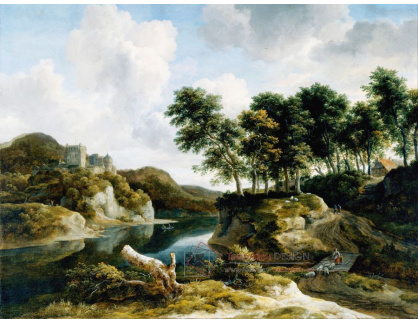 SO XIV-334 Jacob van Ruisdael - Říční krajina s hradem na vysoké skále
