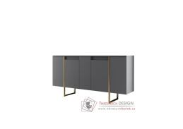 LUXE, komoda s 5-ti zásuvkami, zlatá / antracit