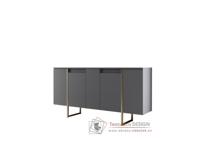 LUXE, komoda s 5-ti zásuvkami, zlatá / antracit