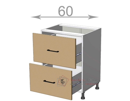 dolní skříňka se zásuvkami š.60, v.82, Modena LD11S6082, bílá/antracit