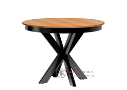 KERBIS, jídelní stůl rozkládací pr. 110-150cm, černá / dub karamel