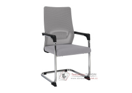 KABIR, konferenční židle, chrom / síťovina šedá + černá