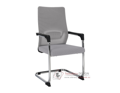 KABIR, konferenční židle, chrom / síťovina šedá + černá