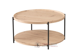 LAPIS, konferenční stolek pr. 80cm, černá / dub artisan