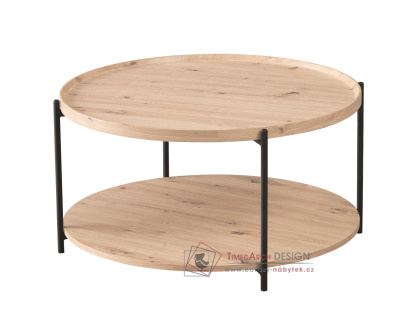 LAPIS, konferenční stolek pr. 80cm, černá / dub artisan