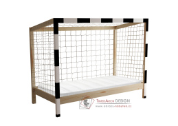 FUTAL, montessori postel 90x200cm, borovicový masiv / přírodní + bílá + černá