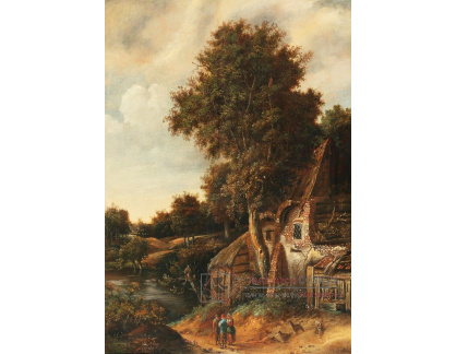 DDSO-2585 Cornelis Decker - Krajina se stromy a statkem u řeky