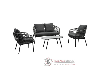 AZ-L1880 GREY, zahradní set 1+1+2, antracit / látka tmavě šedá