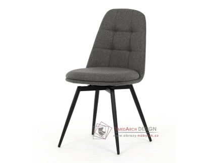 DCL-V2040 GREY2, jídelní otočná židle, černý lak / látka šedá