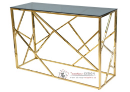 ESCADA C, konzolový stolek, zlatá / kouřové sklo
