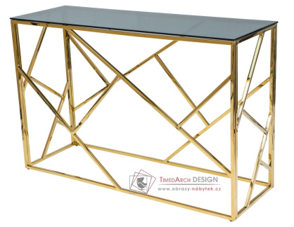 ESCADA C, konzolový stolek, zlatá / kouřové sklo