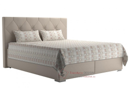 GELJA, čalouněná postel 180x200cm, látka krémová / vzor