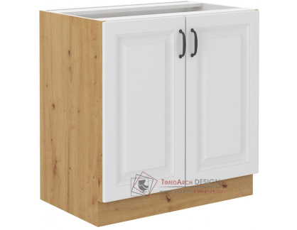 STIPE, dolní kuchyňská skříňka dřezová 80 ZL 2F BB, dub artisan / bílá