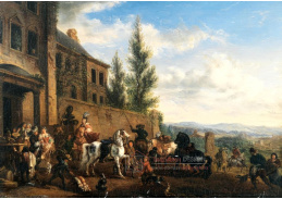 D-9651 Philips Wouwerman - Postavy před palácem