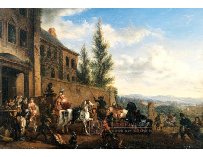 D-9651 Philips Wouwerman - Postavy před palácem