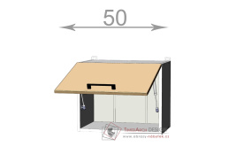 horní skříňka nad digestoř š.50, v.40, Kaiser W5040, bílá/bordó lesk