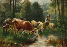 A-7631 Otto Gebler - Pastýř se svým stádem u napajedla