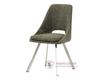 DCL-W1174 GRN2, jídelní židle, broušený nerez / látka tmavě zelená