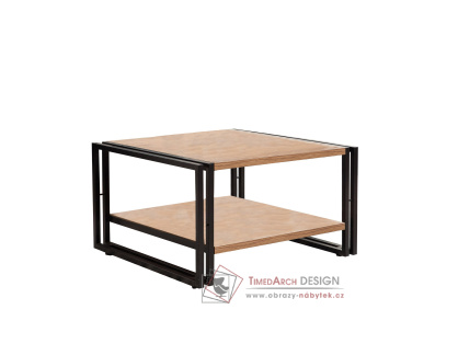 ODERZO, konferenční stolek 70x70cm, černá / borovice