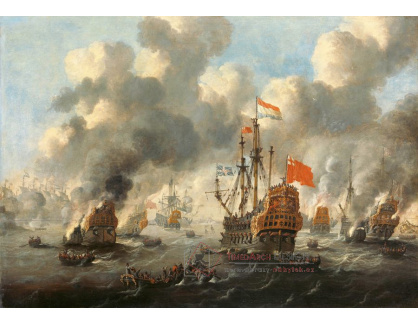 A-2535 Willem van de Velde - Hořící anglická flotila u Chathamu 20. června 1667