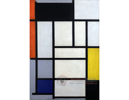 A-4955 Piet Mondrian - Kompozice s červenou, černou, žlutou, modrou a šedou