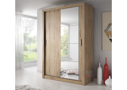 ARTI 04, šatní skříň s posuvnými dveřmi 150cm, dub shetland / zrcadlo