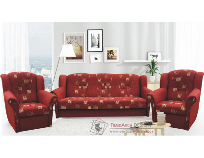 AGÁTA, sedací souprava 3f+1+1, látka Opus 151 bordo / vzor