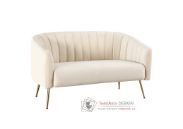 BAGY, designová pohovka - 2-křeslo, gold chrom zlatý / látka velvet béžová