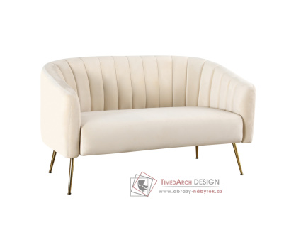 BAGY, designová pohovka - 2-křeslo, gold chrom zlatý / látka velvet béžová