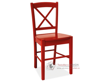 CD-56, jídelní celodřevěná židle, červená
