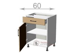 dolní skříňka se šuplíkem š.60, v.82, Premiere LDD11S6082, bílá/dub Artisan