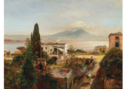 A-8754 Oswald Achenbach - Pohled na Neapolský záliv s Vesuvem při západu slunce