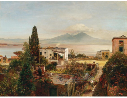 A-8754 Oswald Achenbach - Pohled na Neapolský záliv s Vesuvem při západu slunce