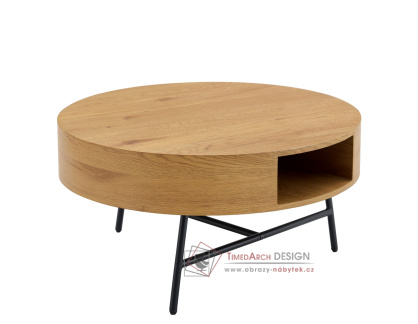 TARMON, konferenční stolek pr. 80cm, černá / dub