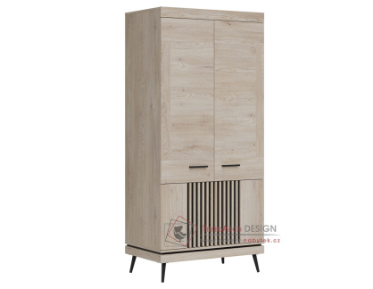 MATI MI10, šatní skříň 4-dveřová, dub cremona / černá