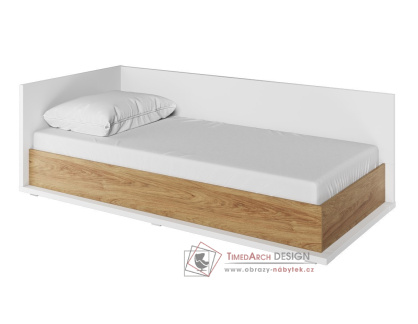 SOMAS 09L, postel 90x200cm s ÚP - levá, bílá / ořech natural