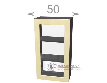 horní vysoká vitrína š.50, v.92, Horizon W5092G, grafit/ořech tmavý