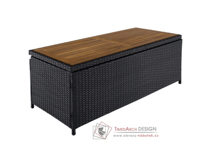 BEMUS, zahradní úložný box - lavice, černá / přírodní / krémová