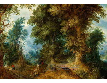 A-1852 Abraham Govaerts - Lesní krajina s postavami