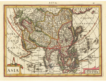 A-3596 Jodocus Hondius - Mapa Asie roku 1630