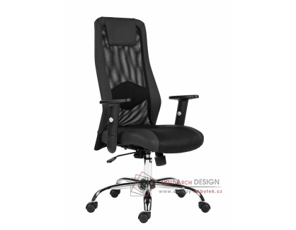 SANDER, kancelářská židle, síťovina černá / látka černá / ekokůže černá