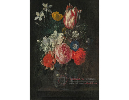 A-8860 Nicolaes Van Verendael - Zátiší z květin, s růžemi, sasankami a tulipánem ve váze