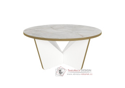 REGATA, konferenční stolek pr. 75cm, bílá / bílý mramor