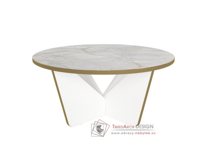 REGATA, konferenční stolek pr. 75cm, bílá / bílý mramor