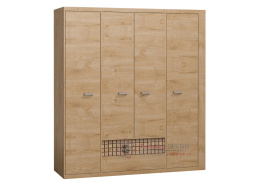 NATURAL N03, šatní skříň 4-dveřová se 2-mi zásuvkami 195,5cm, dub ribbeck / kostka