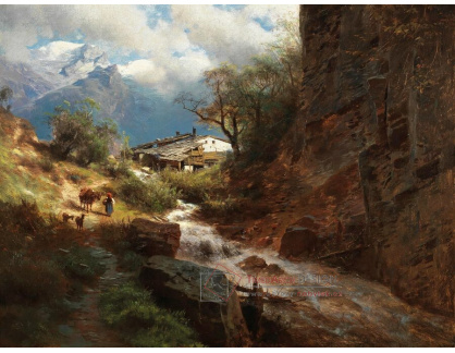 A-5170 Leopold Heinrich Voescher - Pastýřka u horského potoka